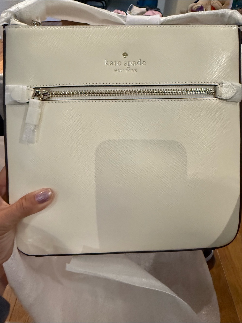 kate spade cream crossbody with gold hardware